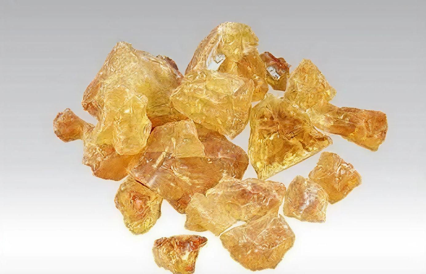 Amber phenolic resin granules